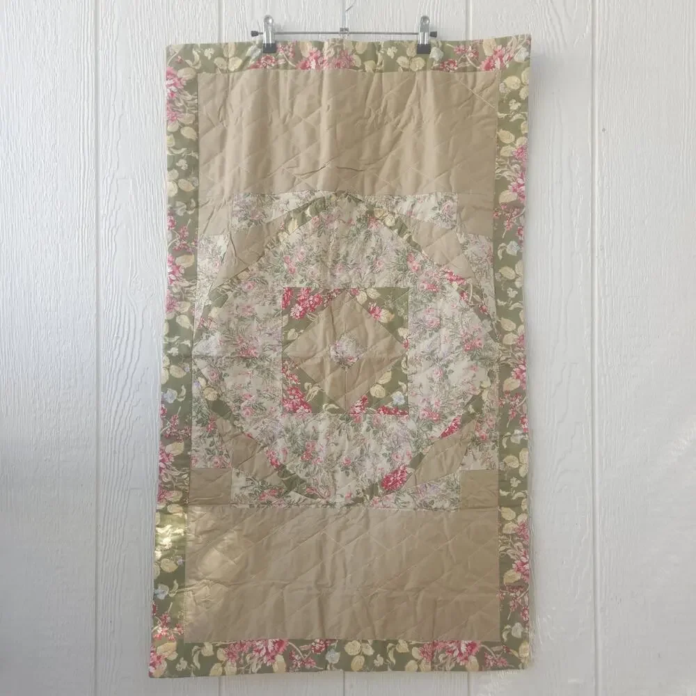 Patchwork Pillow Sham KING Quilted Floral Cottage Farmhouse Shabby Country 1pc